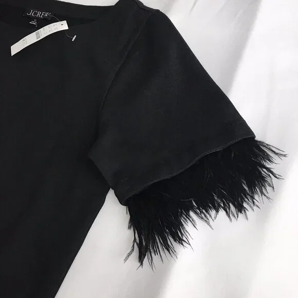 J.Crew Mariner jersey cropped boatneck T-shirt with feathers - Picture 7 of 9